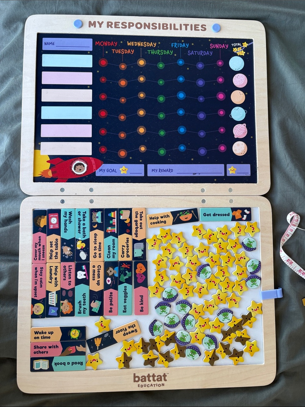 Battat education “My Responsibility” magnet and wipe board (missing marker)